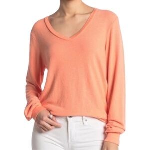 Wildfox NWT Peach Cantaloupe V-Neck Baggy Beach Jumper Relaxed Fit Sweater M
